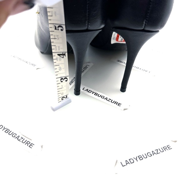 MWOB Kurt Geiger Belgravia Eye Black Leather Heeled Boots Size 7 - Picture 8 of 12